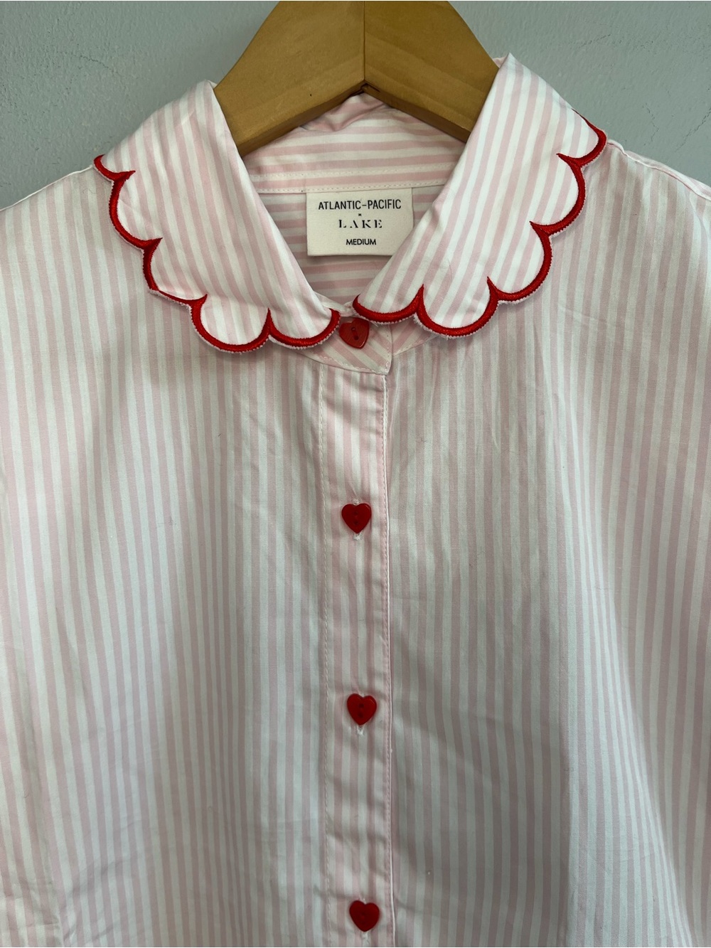 LAKE x Atlantic Pacific Lottie Cotton Pajama Set Size Medium Primrose Stripe - Picture 3 of 11